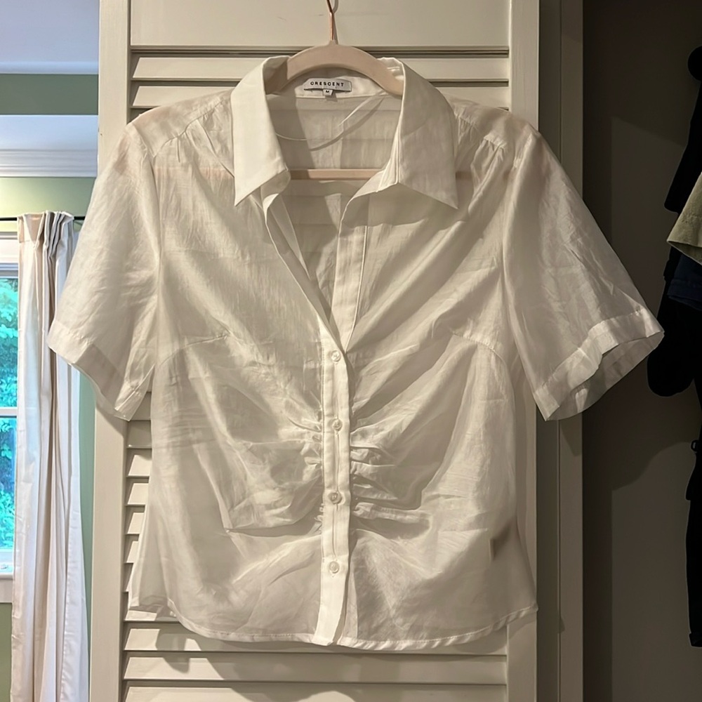 White Crescent top, sheer
